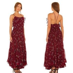 NWT Free People Cloud Nine Maxi Dress in Berry Combo